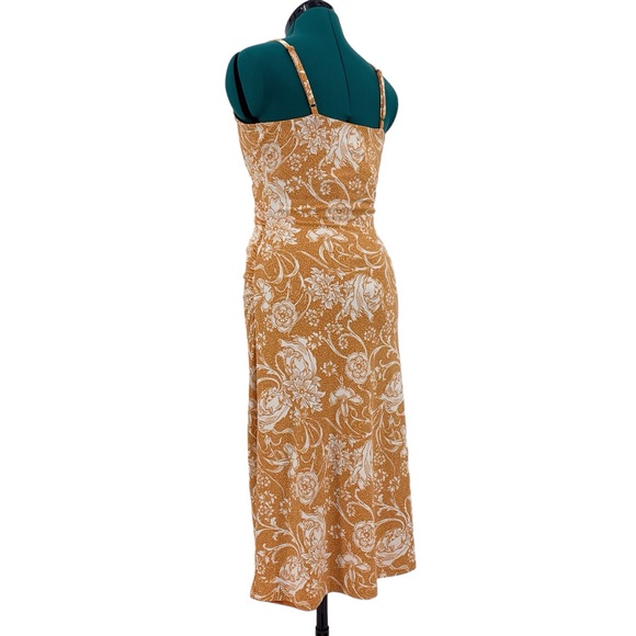 Joie NWT Burnt Orange and Off-White Floral V-Neck Sleeveless Midi Dress, Medium - Picture 7 of 17